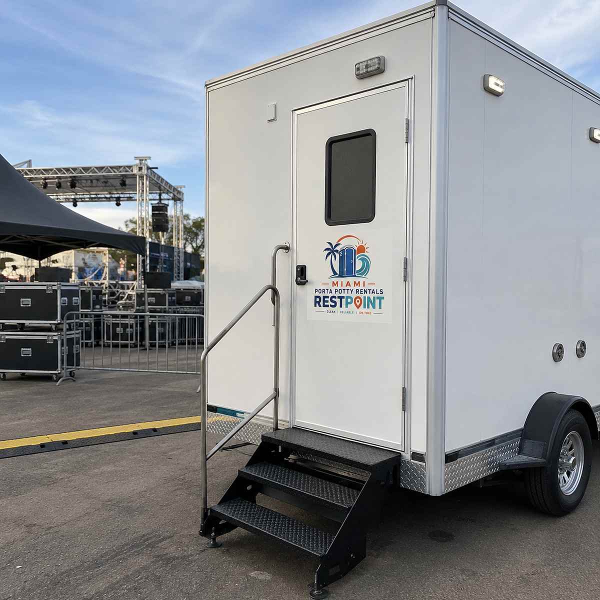 Concert and stage event luxury restroom trailer in Miami