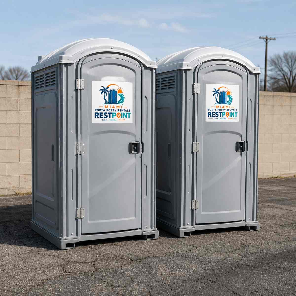 Standard porta potty rental unit in Miami